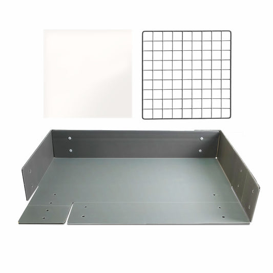 Piggy Condo C&C 2x1 Add-On featuring a sleek and modern design. This versatile add-on includes a durable coroplast bottom, clear acrylic front panel, and sturdy grid back panel, offering customization and flexibility to expand your guinea pig's living space.