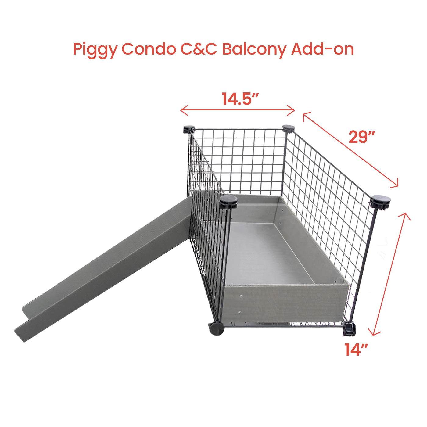 GuineaDad Piggy Condo Balcony Guinea Pig Cage Add-On (C&C)