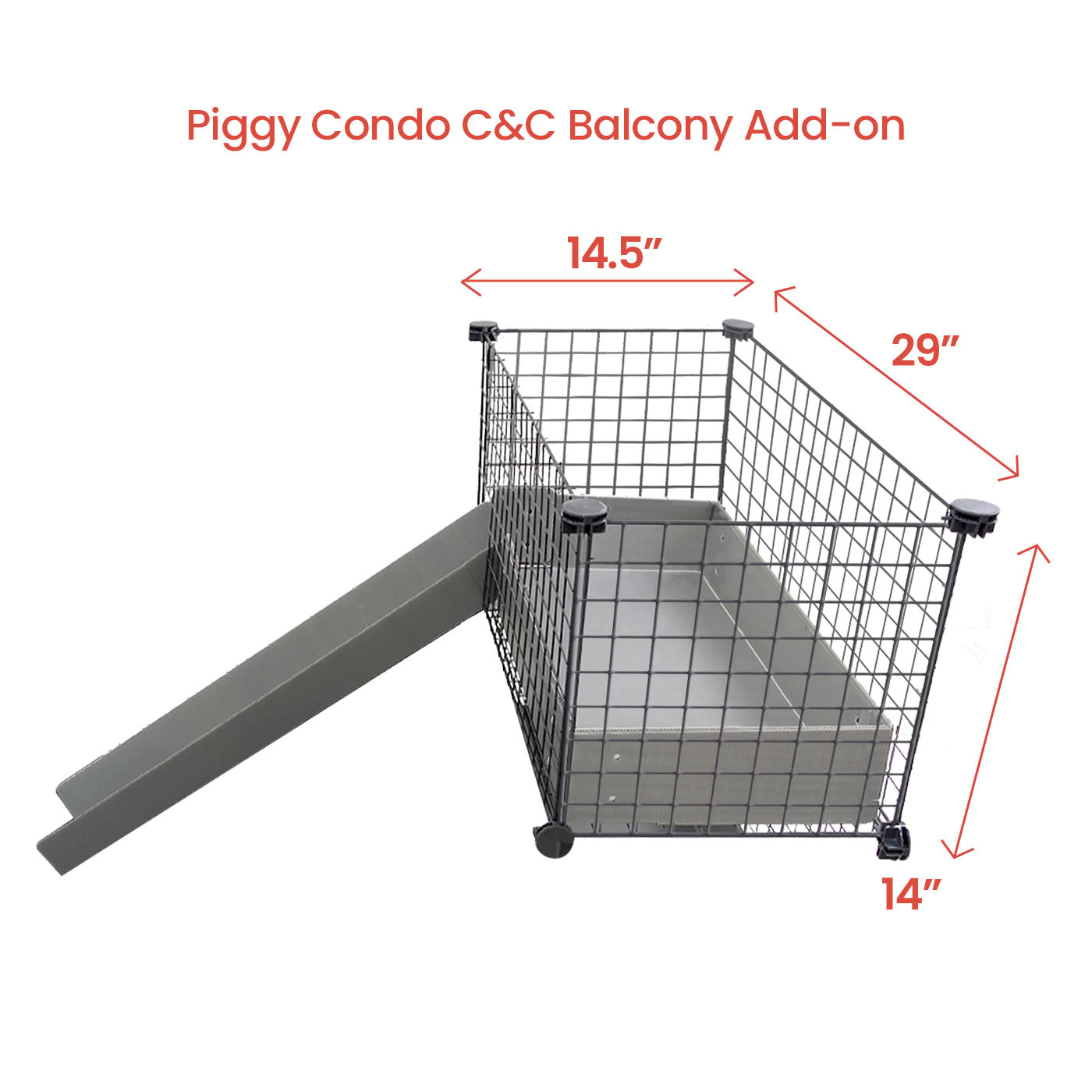 GuineaDad Piggy Condo Balcony Guinea Pig Cage Add-On (C&C)
