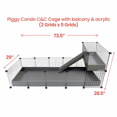 GuineaDad Piggy Condo Guinea Pig Cage with Balcony & Ramp (C&C)