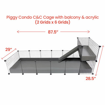 GuineaDad Piggy Condo Guinea Pig Cage with Balcony & Ramp (C&C)