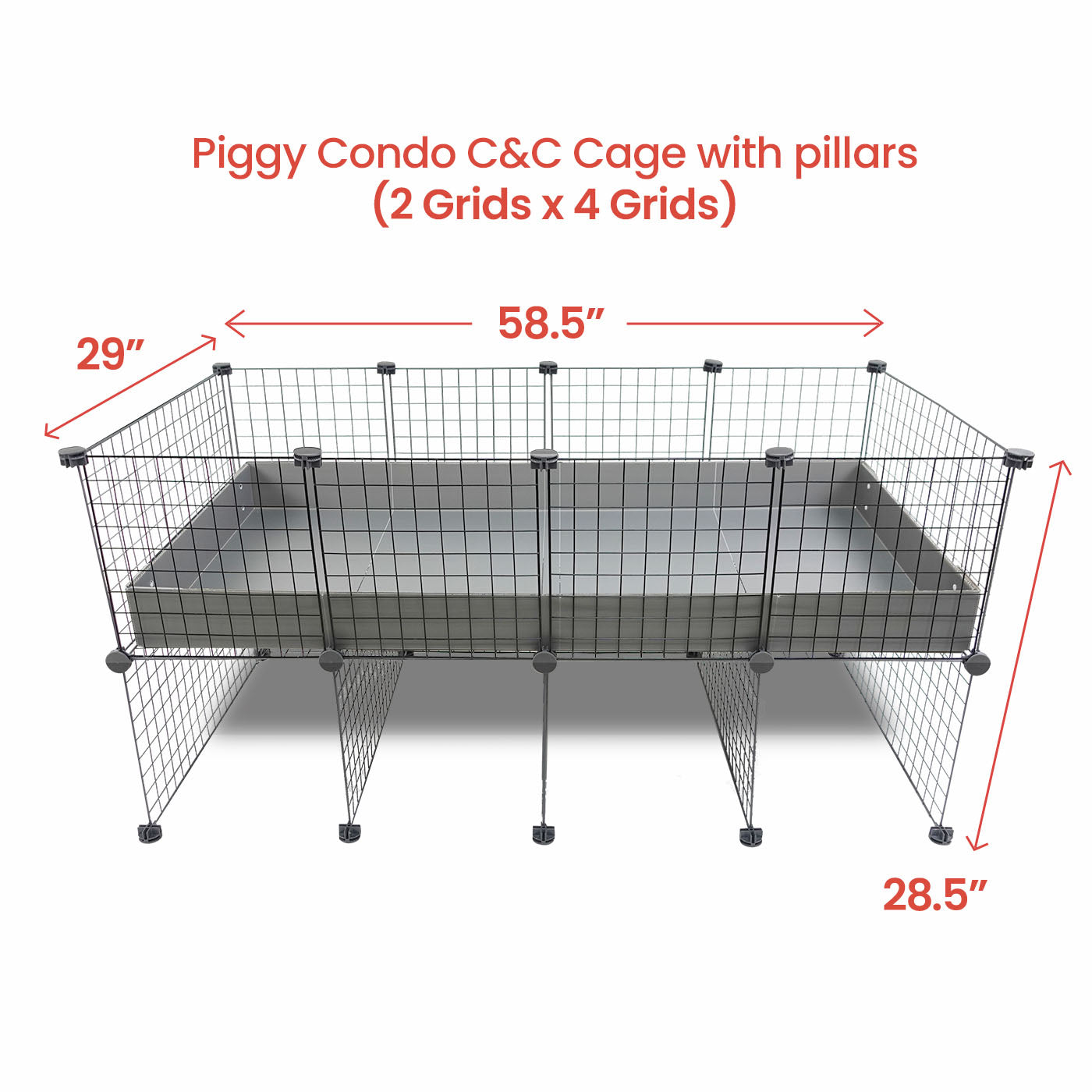 GuineaDad Piggy Condo Guinea Pig Cage with Pillars (C&C)