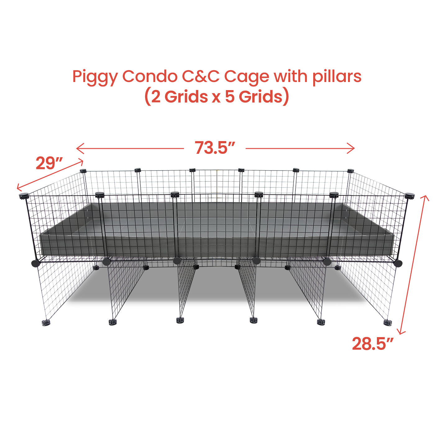 GuineaDad Piggy Condo Guinea Pig Cage with Pillars (C&C)