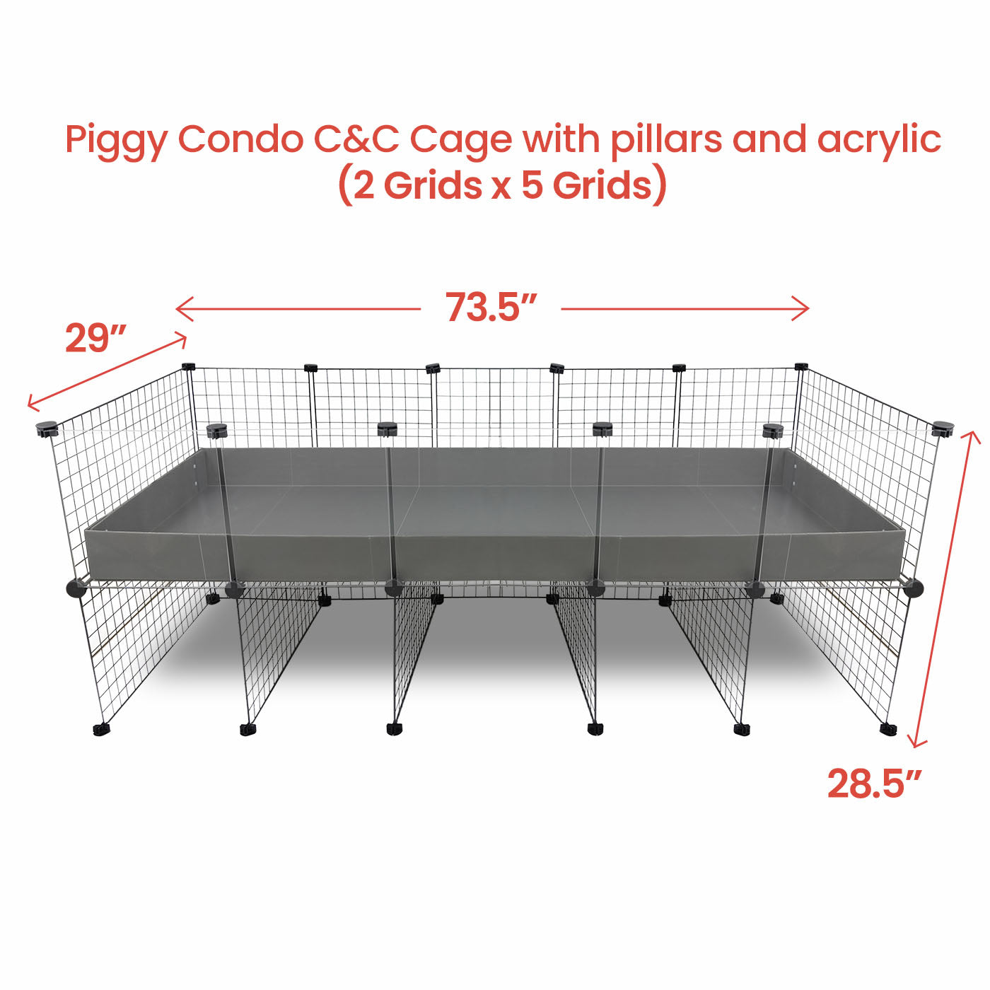 GuineaDad Piggy Condo Guinea Pig Cage with Pillars (C&C)