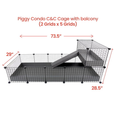 GuineaDad Piggy Condo Guinea Pig Cage with Balcony & Ramp (C&C)