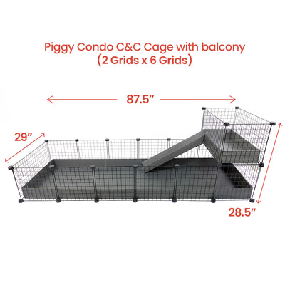 GuineaDad Piggy Condo Guinea Pig Cage with Balcony & Ramp (C&C)