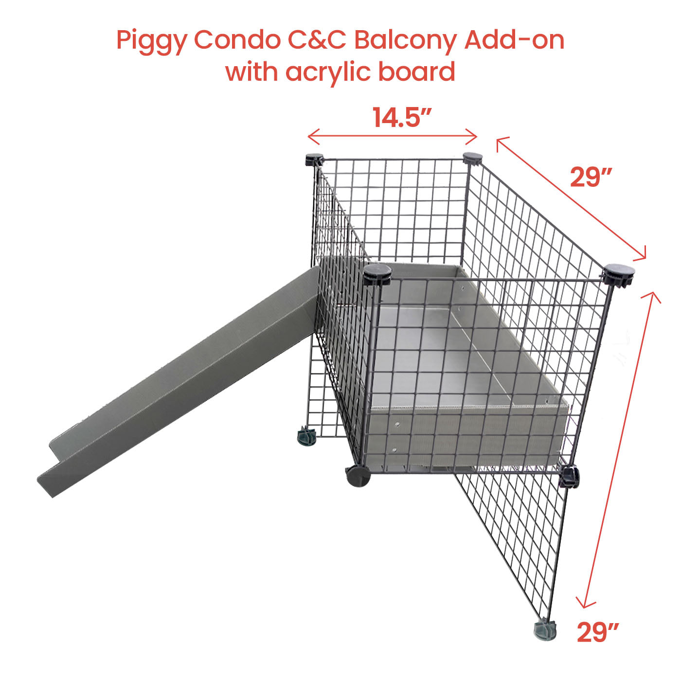 GuineaDad Piggy Condo Balcony Guinea Pig Cage Add-On (C&C)