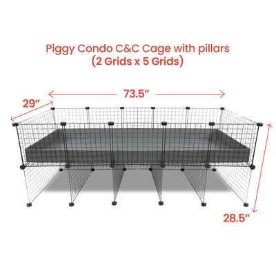 GuineaDad Piggy Condo Guinea Pig Cage with Pillars (C&C)