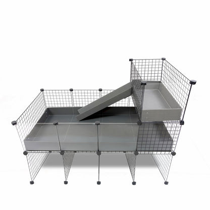 Spacious Piggy Condo C&C Cage featuring Pillars, Balcony, and Ramp, designed for maximum guinea pig comfort and practical use, displayed against a stark white background.