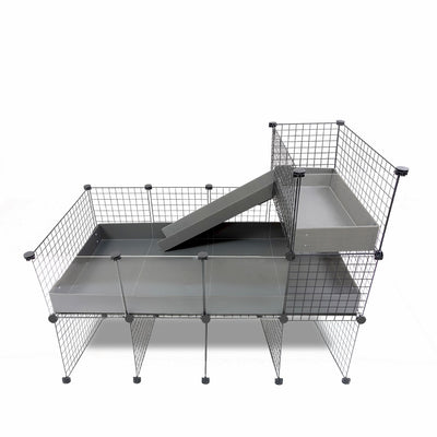 Spacious Piggy Condo C&C Cage featuring Pillars, Balcony, and Ramp, designed for maximum guinea pig comfort and practical use, displayed against a stark white background.