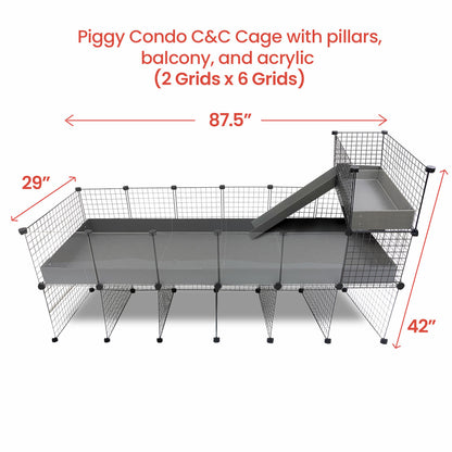 GuineaDad Piggy Condo Guinea Pig with Pillars, Balcony, and Ramp (C&C)