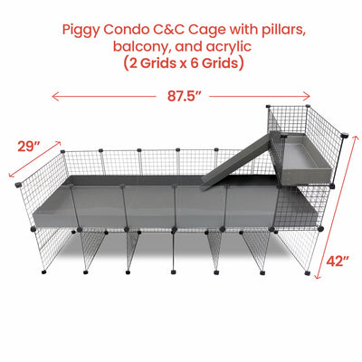 GuineaDad Piggy Condo Guinea Pig with Pillars, Balcony, and Ramp (C&C)