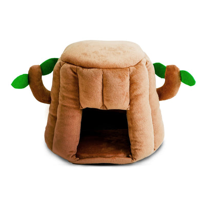 Guinea Pig Hideout & Tunnel - Large Mushroom House With Door Curtain For Small Pets, 17.5x13.5x6.5 Inches